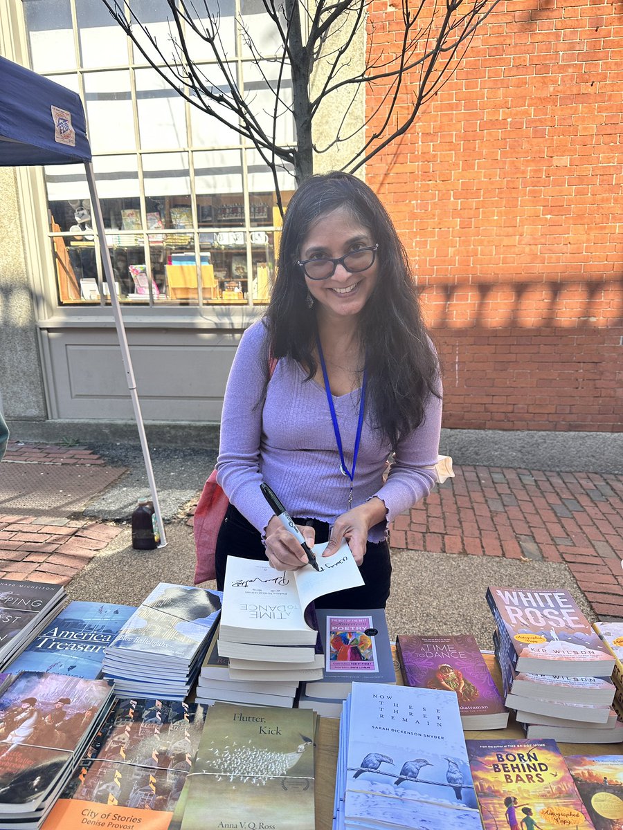 Had a fabulous day at @masspoetry with @kiperoo, @padmatv, and @RebeccaCaprara chatting about hope, heart, and honesty in novels in verse with difficult topics. I love sharing ideas and learning from these amazing friends. #masspoetryfestival #mg #ya #kidlit