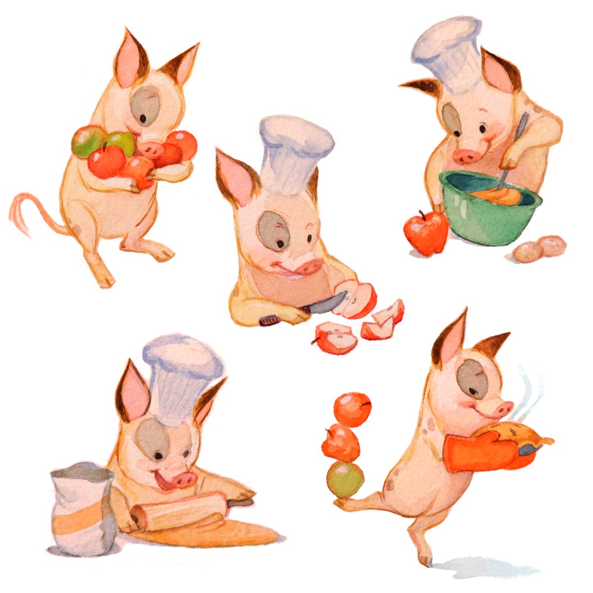 Just a piggie baking a pie