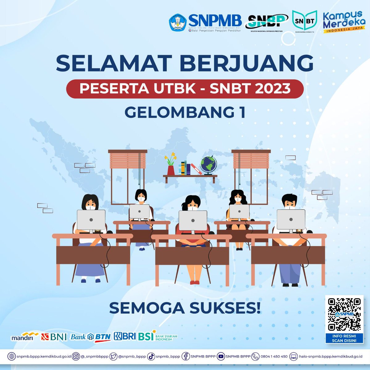 well3officlaI's tweet photo. 💪🏻 SELAMAT BERJUANG PESERTA UTBK-SNBT 2023💪🏻

Hari ini (08/05) merupakan hari pertama gelombang 1 pelaksanaan UTBK Tahun 2023.  UTBK Gelombang 1 dilaksanakan pada 08-14 Mei 2023. 

Tetap fokus dan yakin pada diri sendiri atas apa yang sudah dipelajari dan dilatih selama ini. https://t.co/bST8cSFqE6