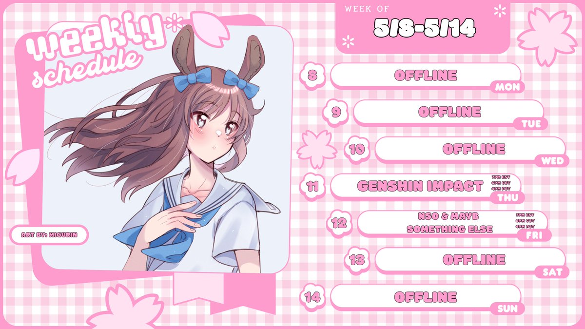 figuremii's tweet photo. ๐STREAM SCHEDULE 5/8-5/14๐ : Since its the start of finals for me I won't be able to stream as much this week and possibly next week, BUT I still want to hang out with you all. Also ty to @softsakata for the art <3
๐LIVE - #Figlive
๐ ART - #FigInColor
๐MEMES - #FigsMemeory https://t.co/Zycv9Bp4zm