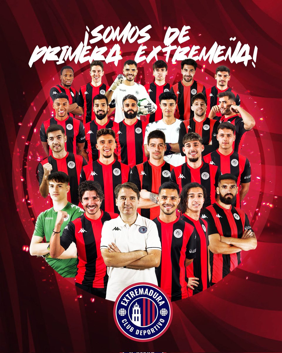 🏆 SOMOS EQUIPO DE 1° EXTREMEÑA.

🏆 Tras la primera temporada de este nuevo @cdext1924 el conjunto de Almendralejo consigue su primer ascenso en su primera temporada, dejando una temporada sobresaliente y dejando unas sensaciones increíbles.