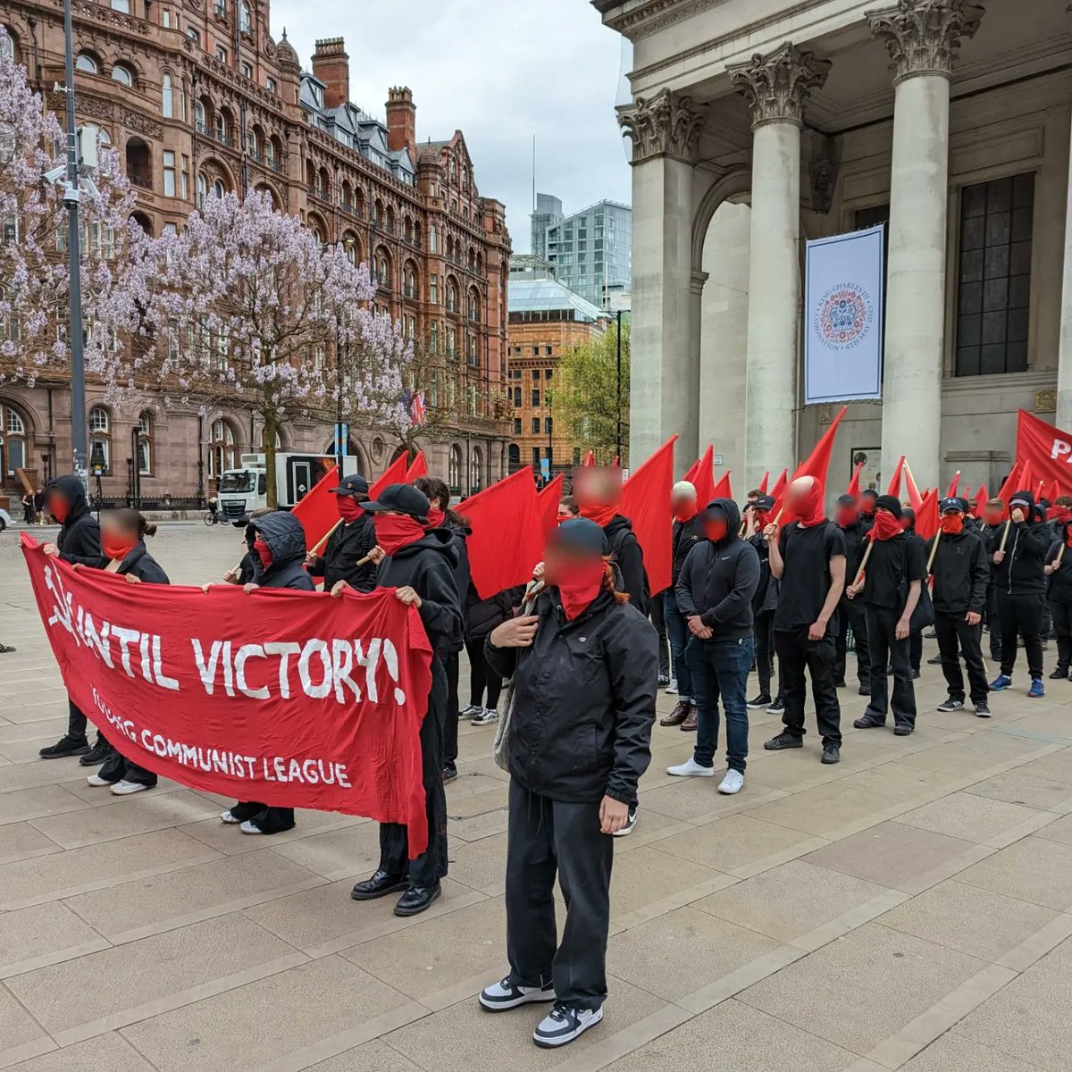 YCLNorthEast's tweet photo. Yesterday we marched for no king, but for the working class. 

Throw off the shackles of bourgeois symbols of subjugation. Join the march for the workers of the world. And of course...

Party like its 🪓1649🪓

Until victory comrades ✊️🚩 https://t.co/IllB1Lo2vT