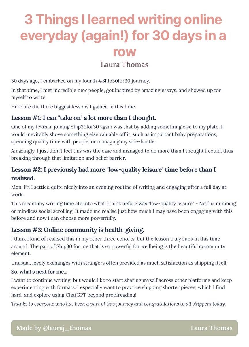 lauraj_thomas's tweet photo. To write this, I had to let my heart rate calm down after sharing on the #Ship30for30 celebration call today!

But also wanted to really reflect on all the lessons before picking 3 to share... https://t.co/sp2ibVOYaL