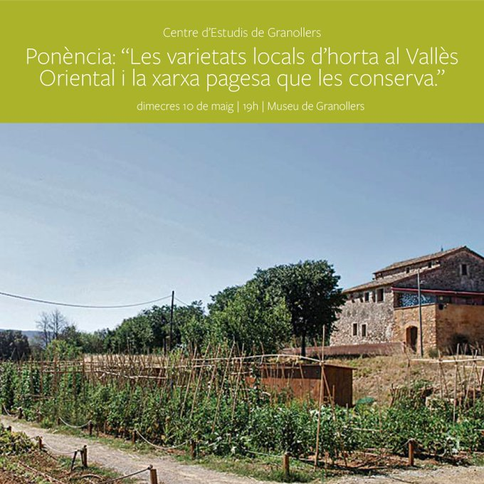 Centre d'Estudis de Granollers (@ce_granollers) on Twitter photo Ep! Recordeu que aquest dimecres, 10 de maig, tenim ponència! En Jordi Puig Roca, de l'<a href="/spigall/">L'Espigall</a>, ens parlarà de les varietats locals d'horta al #VallèsOriental i la xarxa pagesa que les conserva! No us la perdeu! Ep! Recordeu que aquest dimecres, 10 de maig, tenim ponència! En Jordi Puig Roca, de l'<a href="/spigall/">L'Espigall</a>, ens parlarà de les varietats locals d'horta al #VallèsOriental i la xarxa pagesa que les conserva! No us la perdeu!