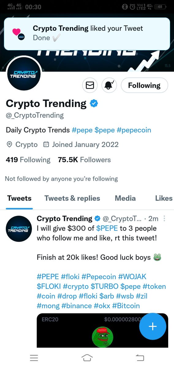 143Crypto's tweet photo. @_CryptoTrending $pepe https://t.co/71UOOs5xVG