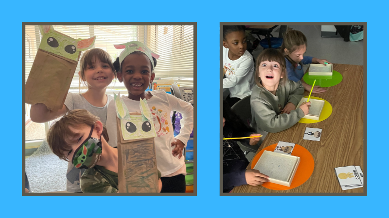 Mrs. Coaty's kindergarten class enjoyed doing Star Wars themed activities on May the 4th including writing sight words with 'lightsabers'. #WeAreWJCC #norgeroadrunners