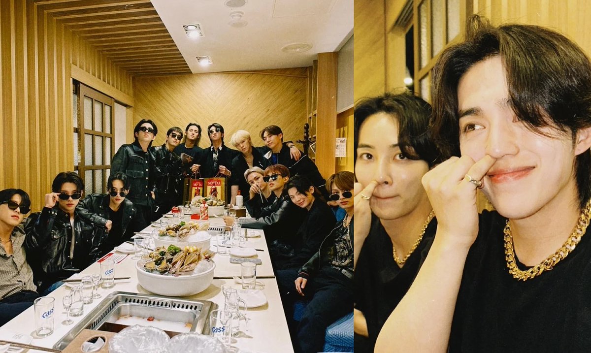 allkpop's tweet photo. #Seventeen draws attention for their hilarious group photos from their monthly meetup with a dress code 
https://t.co/q8sFQbkXVz https://t.co/51OF8BXqbh
