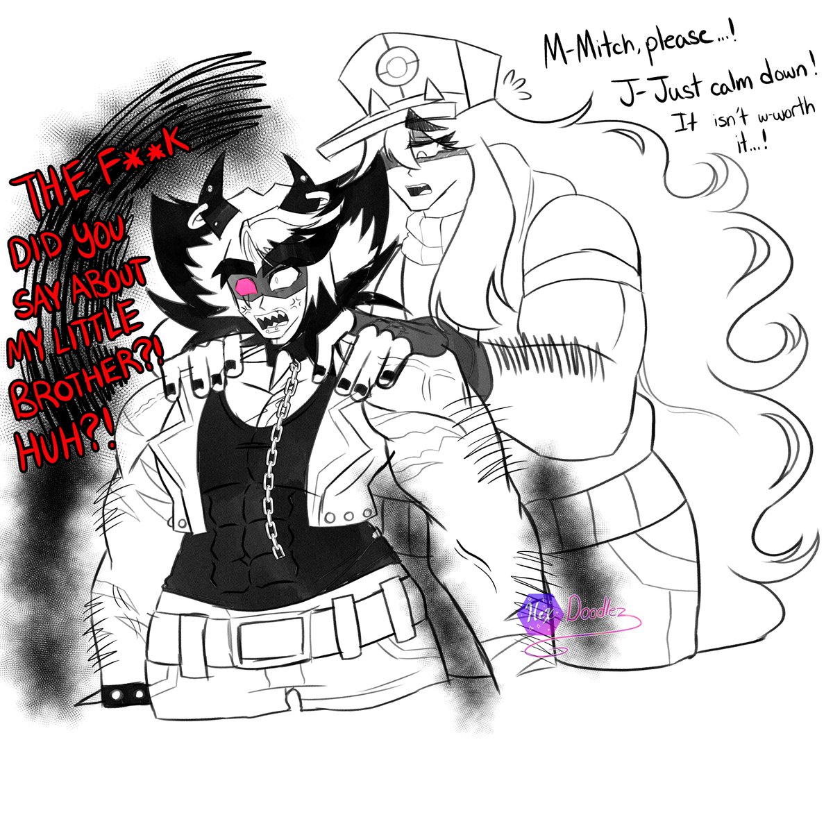 HexDoodlez's tweet photo. Some jerk had the gall to insult Sven and Mitch is NOT having it #SVENSWEEP #MITCHSWEEP #mikeai #stevenai
(i know i said i'll take a break from drawing my AIs, but i needed to draw them more ๐ญ) https://t.co/yuVaetYMbk