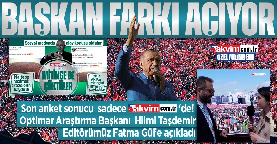 takvim's tweet photo. #ÖzelHaber | Optimar Araştırma Başkanı Hilmi Taşdemir 'Yüzyılın Mitingi'nde son anket sonucunu sadece https://t.co/xDH5MUYKCt'ye açıkladı! İlk turda bitiyor mu? https://t.co/R0IqrhG86A https://t.co/w4IcoKJNtt
