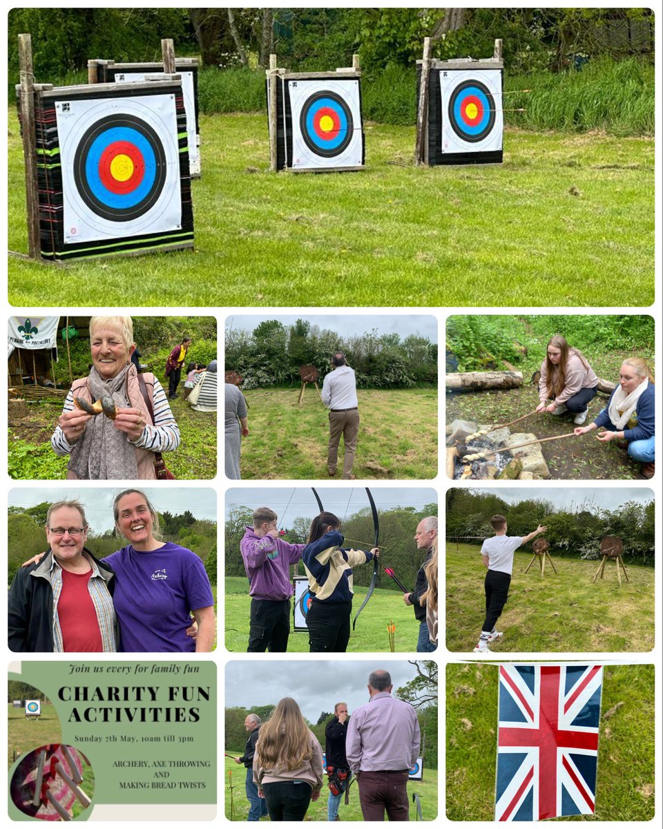 HRDeptSWales's tweet photo. What a lovely day today supporting Theresa Goodwin-Harrison by attending her Charity Fun Activities event.
We took part in; archery, axe throwing and bread twist making and my family really enjoyed themselves.
#charity #funday #activities #fonmon #archery #axethrowing https://t.co/1Z1iL5kjZK