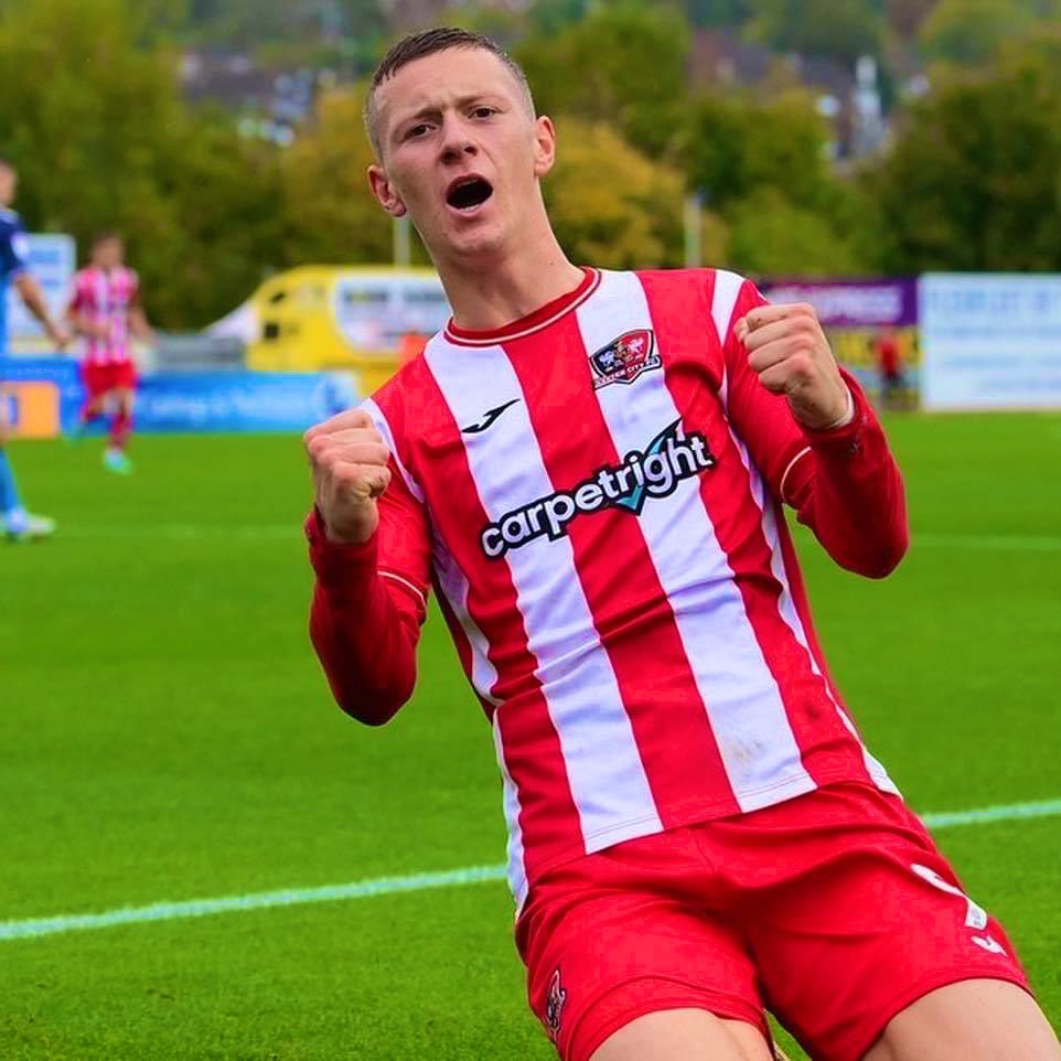 PurelyFootball's tweet photo. In 2010, Exeter legend Adam Stansfield tragically passed away. Exeter then retired the number 9 in his honour.

This season, his son Jay joined the club on loan from Fulham, Exeter allowed him to use his dad’s old number.

He just scored a hat-trick on his final appearance for the club.

What a story, his dad would be so proud. ❤️