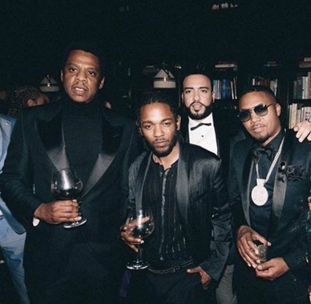 KingWow's tweet photo. When Diddy photoshopped French Montana out of a picture with Nas, Jay-Z and Kendrick Lamar without a second’s thought💀 https://t.co/l76yRjt0a3