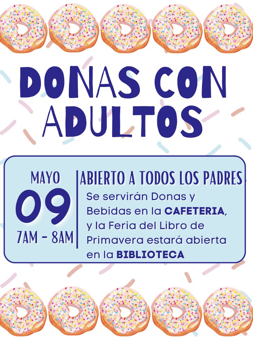 Ranger families, join us for Donuts with Grownups this Tuesday from 7-8am! We can’t wait to see you!! 🍩