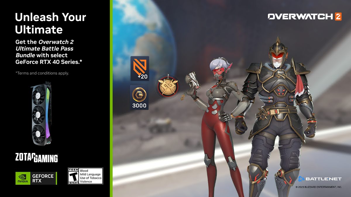 ZOTAC_Brasil's tweet photo. Obtenha o Bundle Overwatch 2 Ultimate Battle Pass na compra de uma GeForce RTX Serie 40, é por tempo limitado. ⏱  

Saber mais - https://t.co/gyxjpJOWaZ  

#Overwatch2 #LoveGaming #PowerTheWin https://t.co/s2GTpW02Bj