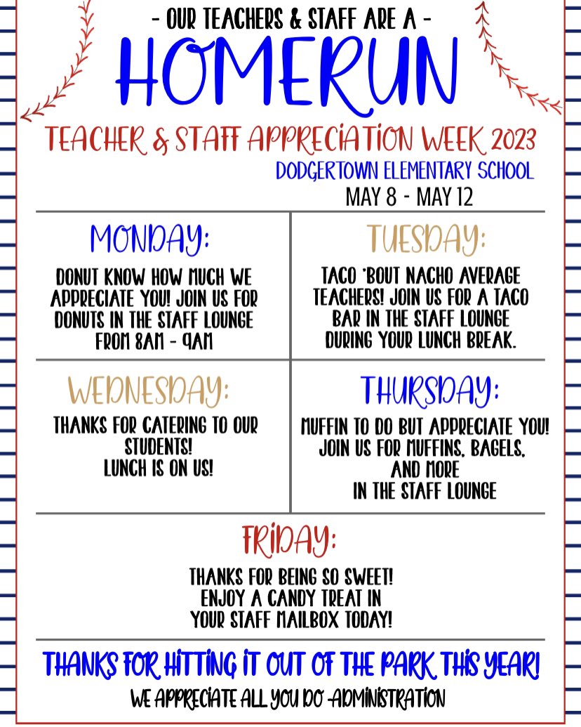 Super excited to celebrate @DodgertownELEM teachers and staff this week!! Let’s goooooo!!! @IRCSchools