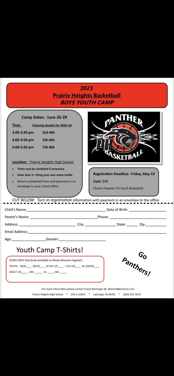 2023 Youth Camp.  Forms should be coming home.  Looking forward to another great year!!
🏀🏀🏀🏀