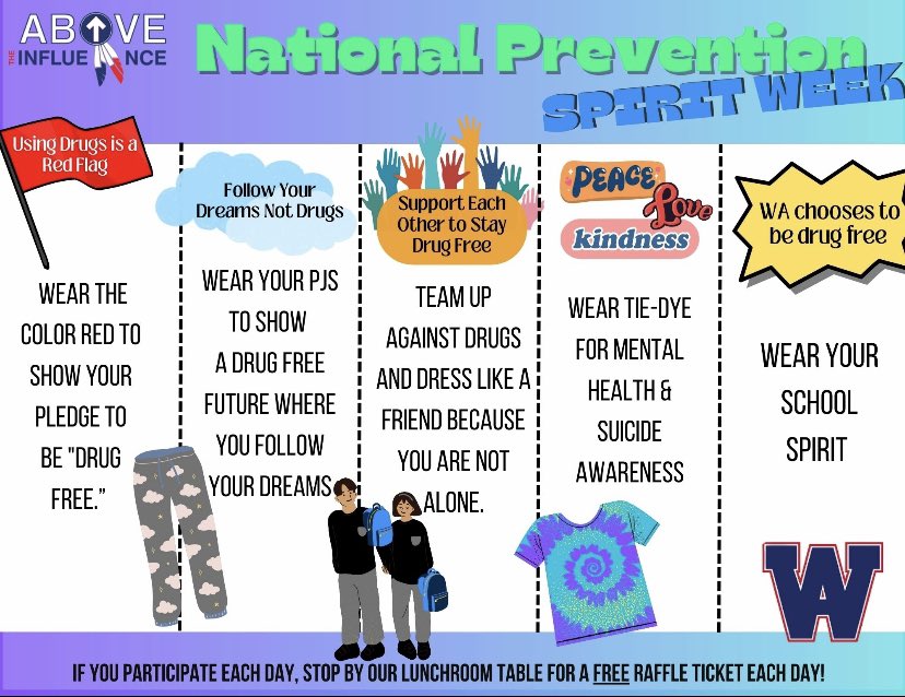 WA_Rowdies's tweet photo. Get your outfits ready for @ATI_WAHS National Prevention Spirit Week! https://t.co/G3WfnrYgOv