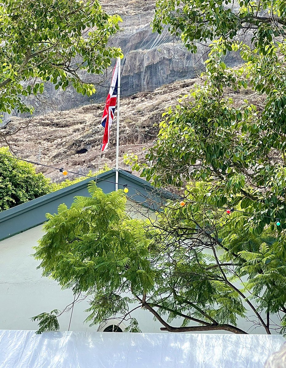 nutkinsc's tweet image. Celebration of the King’s Coronation in Jamestown today, followed by a perfect island view from High Knoll Fort #Coronation2023 #sthelena #ukot #southatlantic