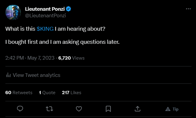 LieutenantPonzi's tweet photo. $KING engagement is crazy @kingcoinsol https://t.co/PcuKVjH46w