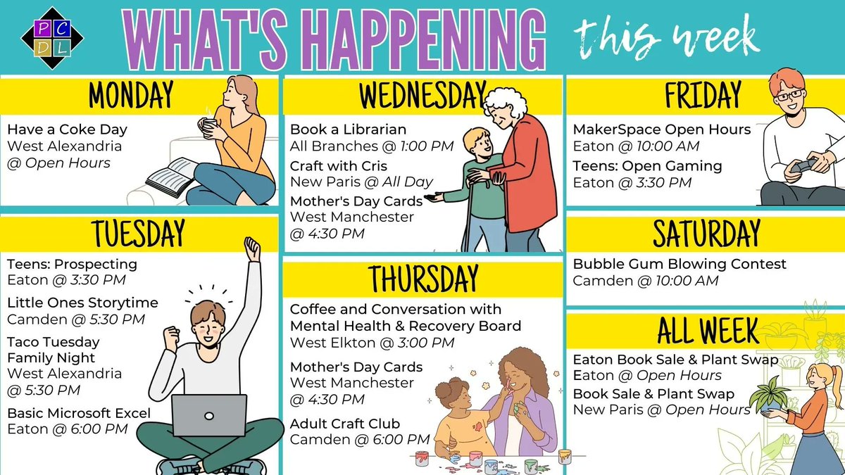 Take a peek at what we have coming up this week. For more details, visit preblelibrary.org/events