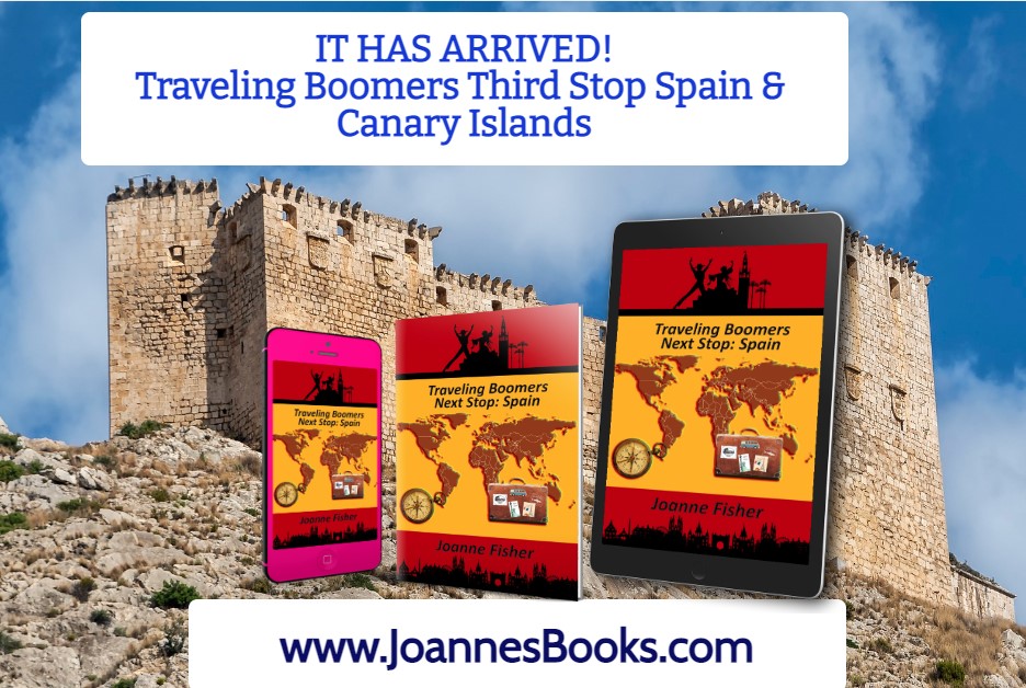 Cover reveal…
Traveling Boomers – Third Stop Spain & Canary Islands
Buy BEFORE you go to Spain and her islands!
bit.ly/3lAaULB
#Spain #grancanaria #travel #Europe #loveSpain #amreading #lovetotravel #lovetoread #bookworm #bookstoread #Spanishpeople #JoannesBooks