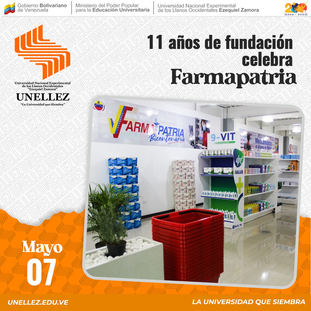 #Efemérides | Hace 11 años, el 7 de mayo de 2012, el Gobierno Bolivariano inauguró la Red de Farmacias Públicas Farmapatria, garantizándole a la población el acceso a los medicamentos a precios justos y de manera oportuna. Feliz Aniversario! #Farmapatria