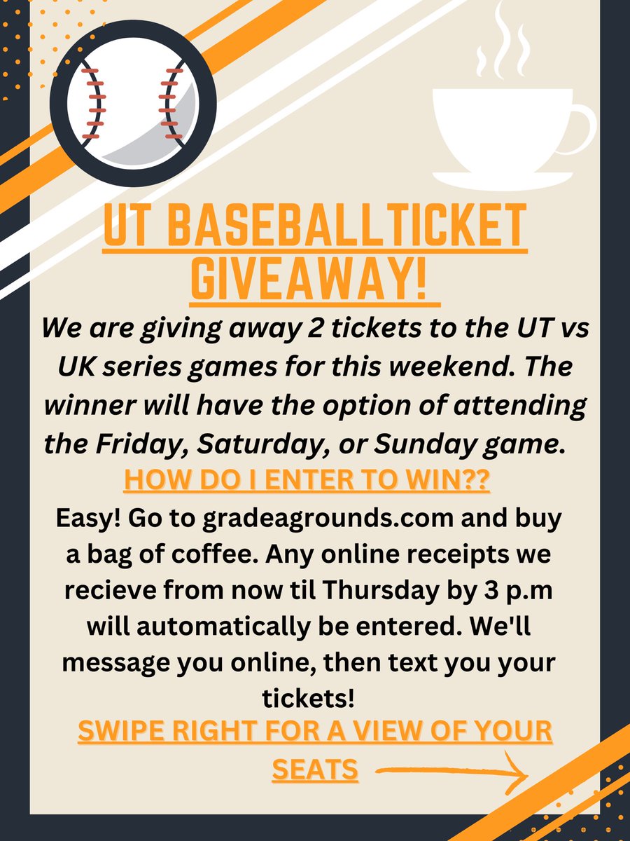 GradeAGrounds's tweet photo. ‼️ ⚾️ GIVEAWAY ALERT ⚾️ ‼️ 

(Our business and social media accounts are not sponsored by nor affiliated with UT athletics.) https://t.co/yLbfgkz6f9