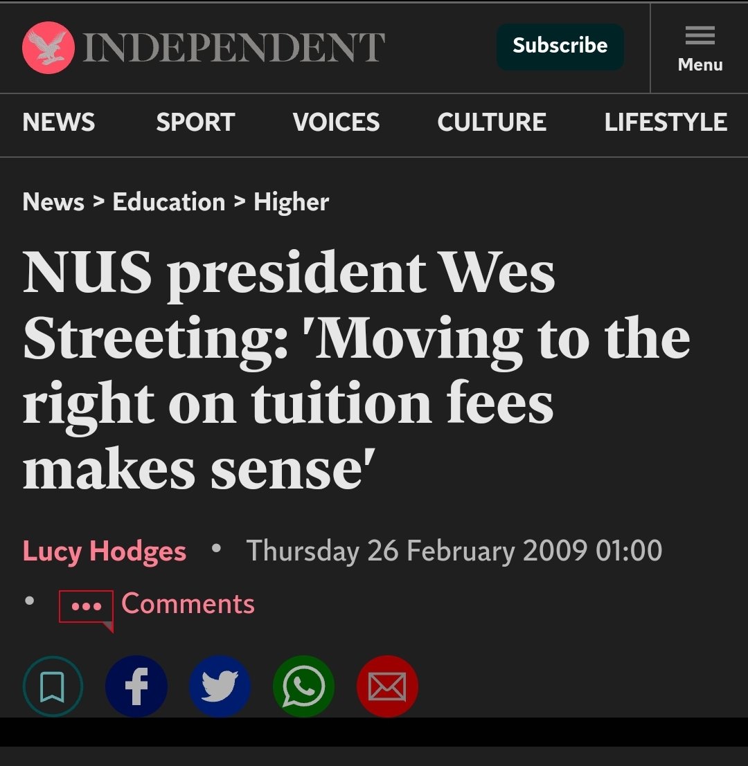 skedeschi's tweet photo. I never ask people to retweet things, but please share far and wide.  This duplicitous little toe rag @wesstreeting sits there trying to blame Tory finances for Labour's scrapped pledges. Truth is, as president as NUS, this was his position.

/1 https://t.co/xTyeYY9ljI