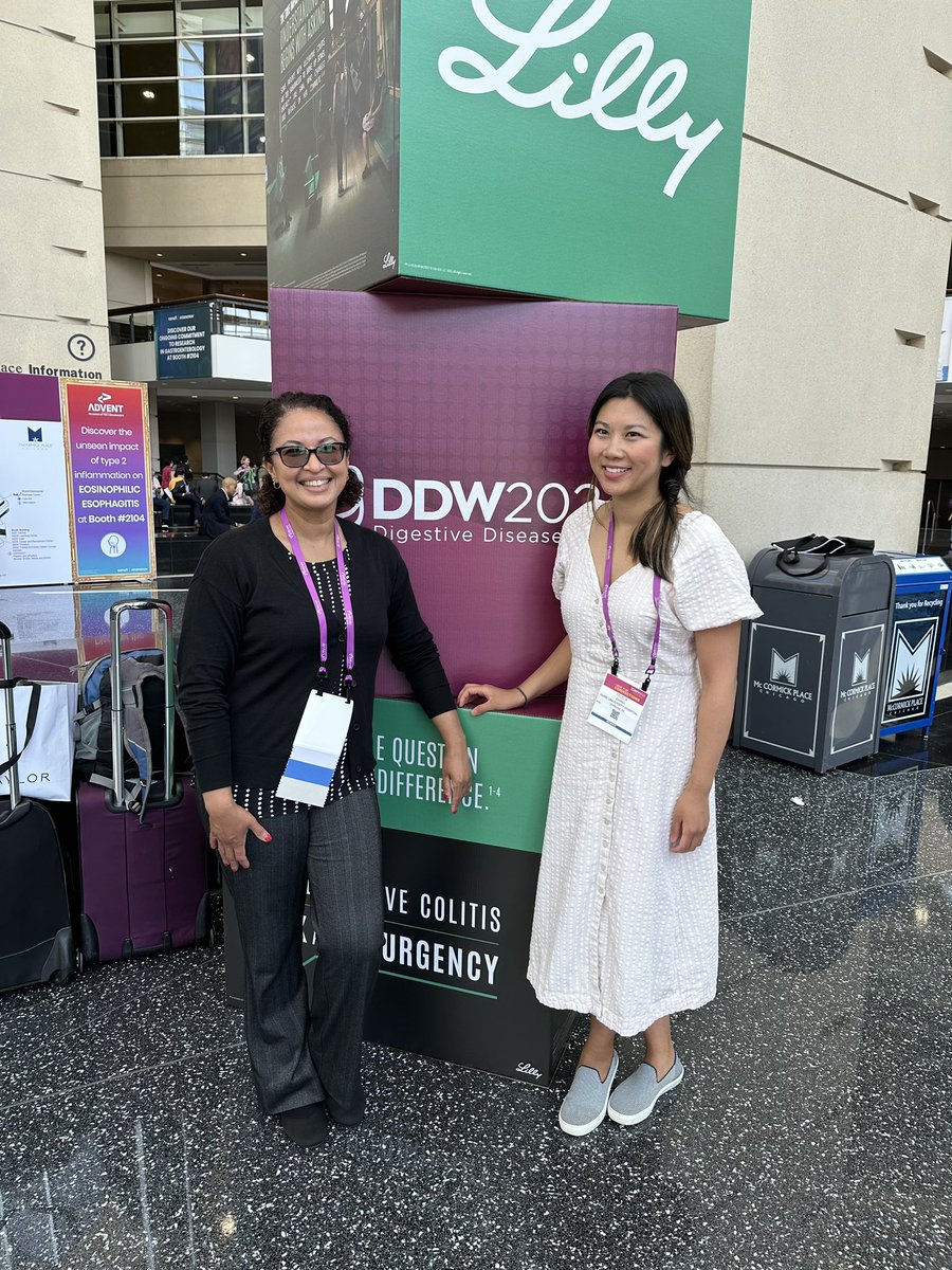 Drs. Karen Chachu and Cecelia Zhang, representing Duke IBD at #DDW2023! Awesome picture of a phenomenal team.