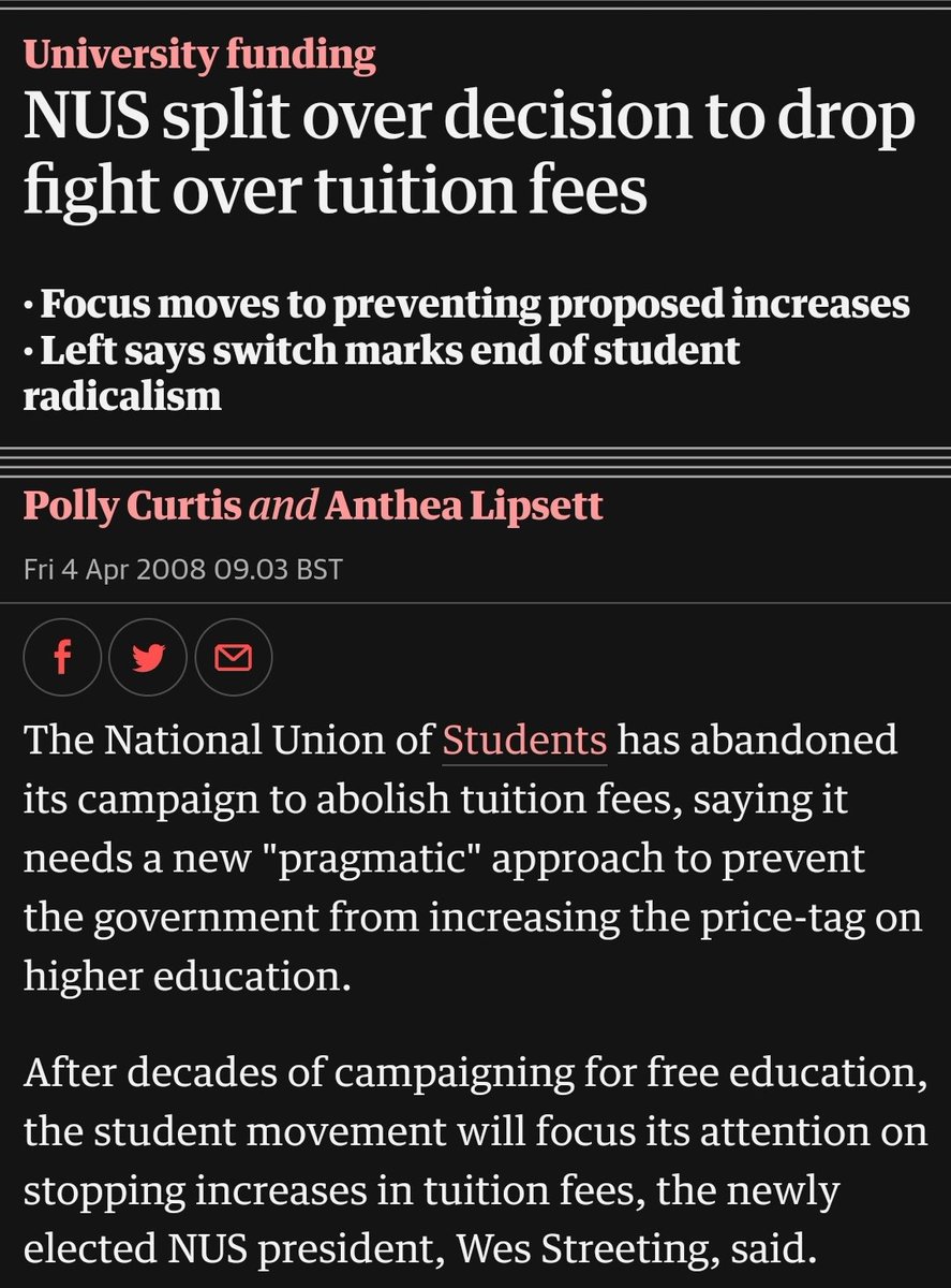 skedeschi's tweet photo. I never ask people to retweet things, but please share far and wide.  This duplicitous little toe rag @wesstreeting sits there trying to blame Tory finances for Labour's scrapped pledges. Truth is, as president as NUS, this was his position.

/1 https://t.co/xTyeYY9ljI
