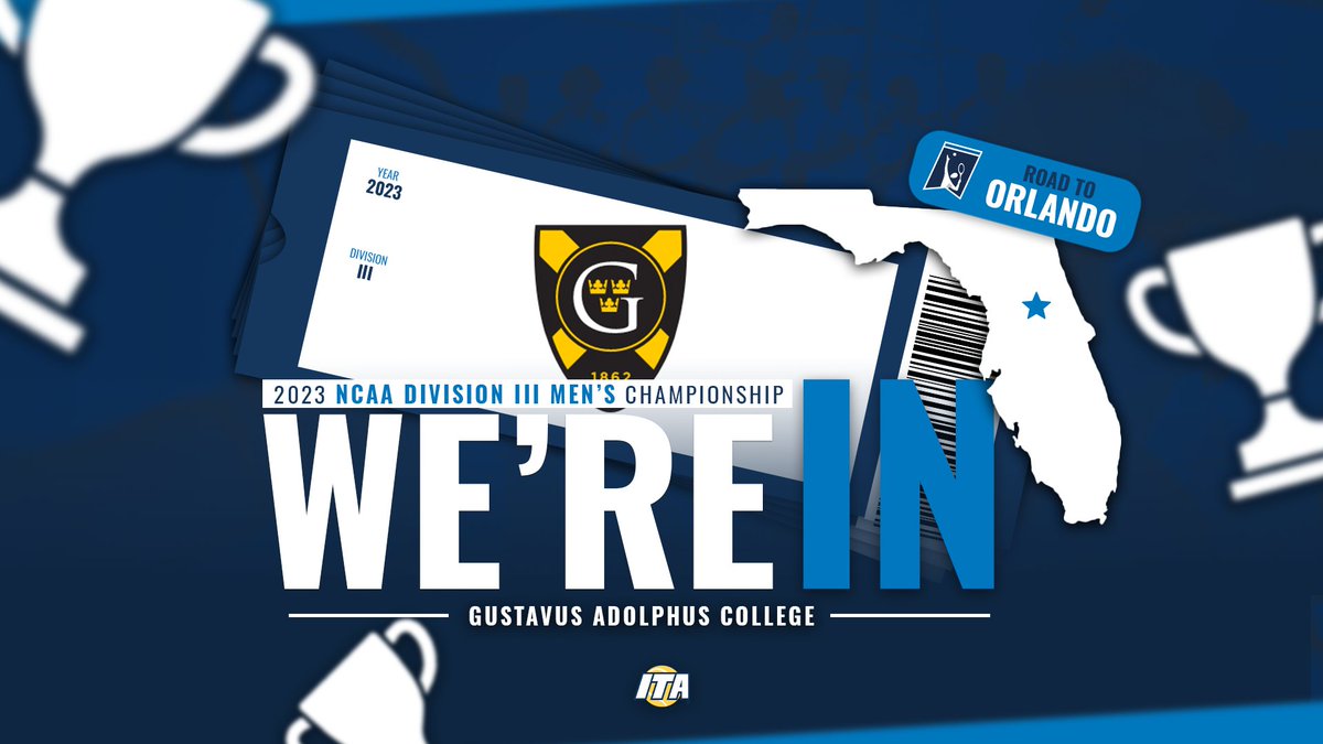 ITA_Tennis's tweet photo. Making Their Way From Minnesota 🛫           

Gustavus Adolphus claims the final spot in the 2023 NCAA Division III Men's Tennis Championship in Orlando!           

#WeAreCollegeTennis | #NCAATennis https://t.co/JfjpRnAw3A