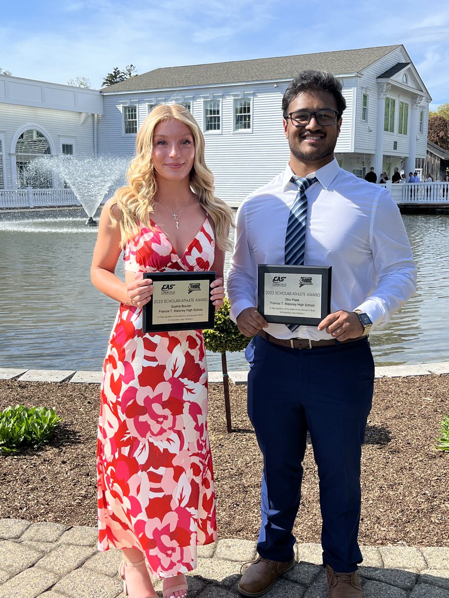 MaloneySpartans's tweet photo. Congratulations to Shiv Patel and Sophie Boulier for being ⁦@ciacsports⁩ 2023 Scholar - Athlete recipient. ⁦@sportsRJ⁩ https://t.co/OfOGMB5S8B