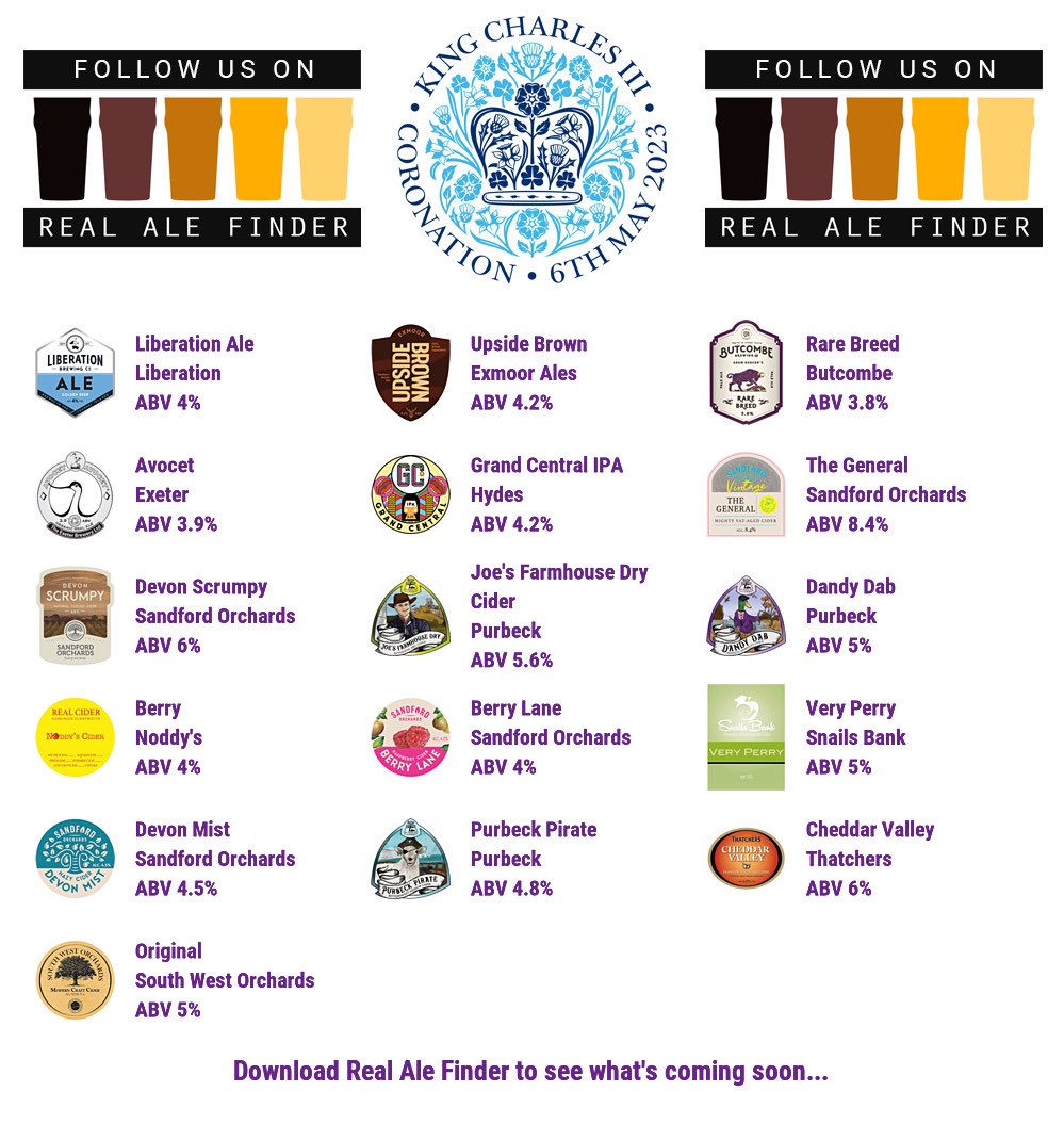 The Belvedere (@thebelvedere2) on Twitter photo On the bar today!
Beer Board: bit.ly/2ANIsjr
#Coronation #Coronation2023 #CoronationWeekend <a href="/LibBrewery/">Liberation Brewery</a> <a href="/exmoorales/">Exmoor Ales</a> <a href="/ButcombeBrewery/">Butcombe Brewing Co.</a> <a href="/ExeterBrewery/">The Exeter Brewery</a> <a href="/HydesBrewery/">Hydes Brewery</a> <a href="/sandfordorchard/">Sandford Orchards</a> <a href="/PurbeckBrewery/">Purbeck Brewery</a> #NoddysCider <a href="/Snailsbankcider/">Snailsbank Cider</a> <a href="/thatchers_cider/">Thatchers</a> <a href="/sworchards/">South West Orchards</a>
#RealAleFinder On the bar today!
Beer Board: bit.ly/2ANIsjr
#Coronation #Coronation2023 #CoronationWeekend <a href="/LibBrewery/">Liberation Brewery</a> <a href="/exmoorales/">Exmoor Ales</a> <a href="/ButcombeBrewery/">Butcombe Brewing Co.</a> <a href="/ExeterBrewery/">The Exeter Brewery</a> <a href="/HydesBrewery/">Hydes Brewery</a> <a href="/sandfordorchard/">Sandford Orchards</a> <a href="/PurbeckBrewery/">Purbeck Brewery</a> #NoddysCider <a href="/Snailsbankcider/">Snailsbank Cider</a> <a href="/thatchers_cider/">Thatchers</a> <a href="/sworchards/">South West Orchards</a>
#RealAleFinder