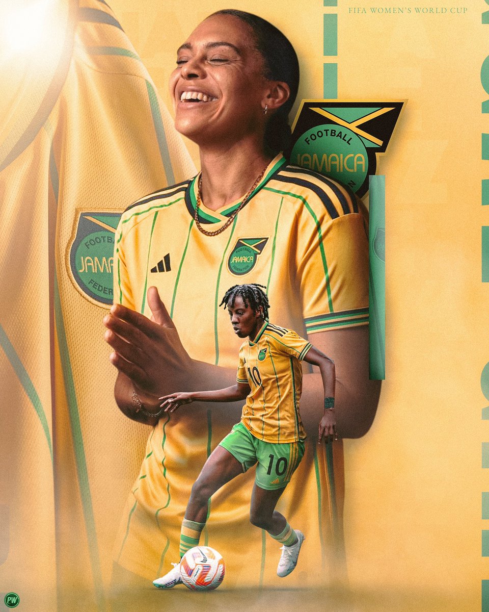 graphicsbypw's tweet photo. Jamaica 🇯🇲

The Reggae Girl look very different this time around compared to the team that appeared in France for their Women's World Cup debut 👀 https://t.co/OA6nwAXn3Y