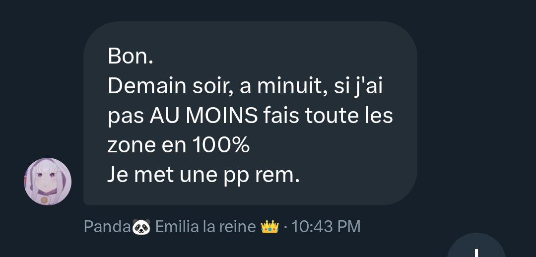 PandaReZero's tweet photo. Voilà je le dit ici, je tiendrai parole si je le fais pas 🫡
Je dois tweet avant demain minuit pour prouver que je l'ai fais (je parle de hsr au cas ou) #emiliabetterrem #fuckrem #HonkaiStarRail https://t.co/O3ud0vsyVA