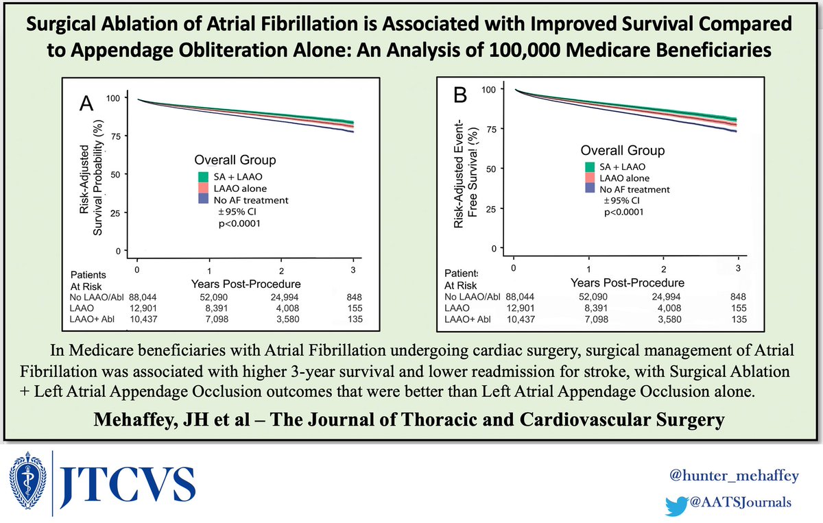 AATS Journals (@aatsjournals) on Twitter photo #AATS2023 🏆Pres Recognition:
Surgical Ablation of #AtrialFibrillation is Associated with Improved Survival Compared to Appendage Obliteration Alone. Read the #JTCVS article by <a href="/hunter_mehaffey/">J. Hunter Mehaffey</a>, <a href="/BadhwarVinay/">Vinay Badhwar</a> et al: doi.org/10.1016/j.jtcv…
<a href="/AATSHQ/">AATS</a> <a href="/tssmn/">CTSurgSocMedNetwork</a> <a href="/AworiHayanga/">J. W. Awori Hayanga MD</a> <a href="/DrNivAd/">Niv Ad, MD</a> #AATS2023 🏆Pres Recognition:
Surgical Ablation of #AtrialFibrillation is Associated with Improved Survival Compared to Appendage Obliteration Alone. Read the #JTCVS article by <a href="/hunter_mehaffey/">J. Hunter Mehaffey</a>, <a href="/BadhwarVinay/">Vinay Badhwar</a> et al: doi.org/10.1016/j.jtcv…
<a href="/AATSHQ/">AATS</a> <a href="/tssmn/">CTSurgSocMedNetwork</a> <a href="/AworiHayanga/">J. W. Awori Hayanga MD</a> <a href="/DrNivAd/">Niv Ad, MD</a>