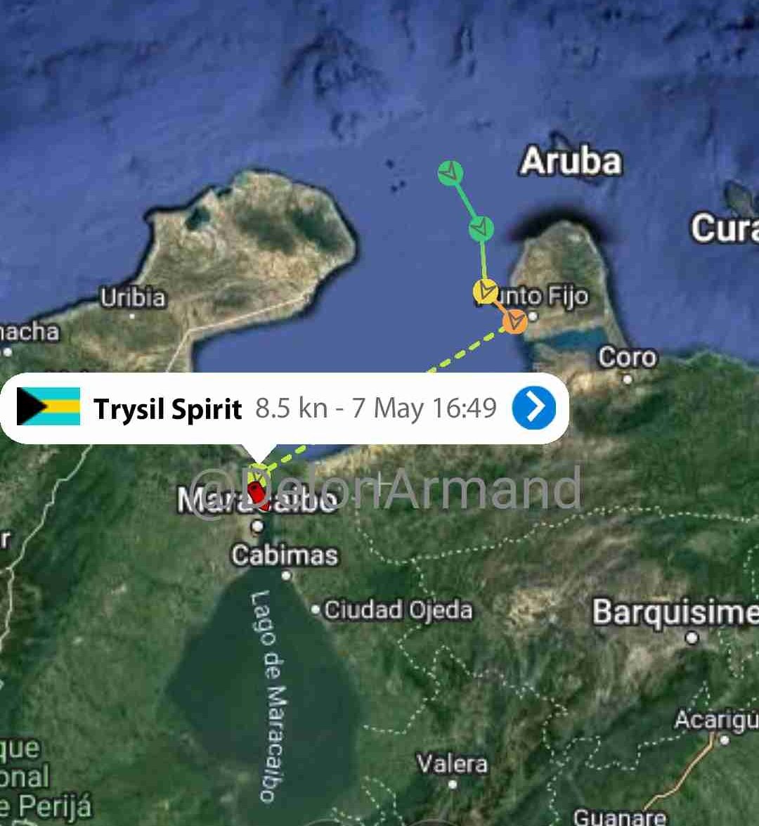 Trysil Spirit (Chevron) arribando a Bajo Grande, Venezuela desde Port Arthur, U.S 

A todo vapor la petrolera cobrando su deuda al régimen izquierdista antes que cierto desquiciado de la dictadura se le ocurra ordenar no seguir despachando crudo a la petrolera 
#crudo #oil #7Mayo