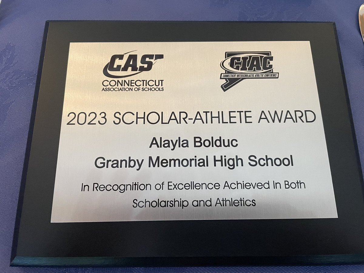 Congratulations Alayla Bolduc and Tyler Kroninger! Granby Memorial High School 2023 CIAC Scholar Athletes.