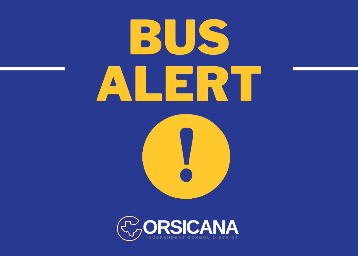 Bus No. 24 will not be able to access its route on NW County Road 0010 Monday morning due to road conditions and flooding. Corsicana ISD will update the status of the route for the return home Monday afternoon.