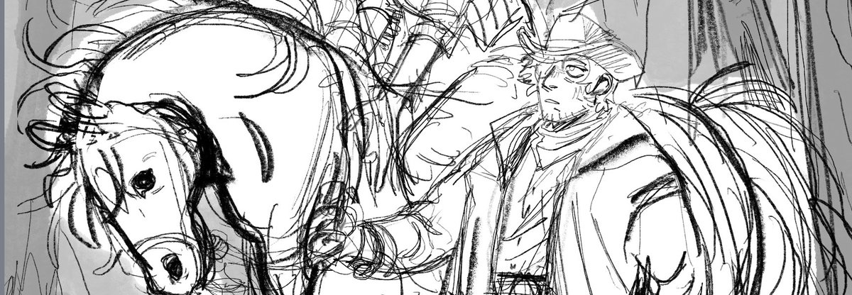 The cowboy illustration is underway! You can check out the process on my patreon 