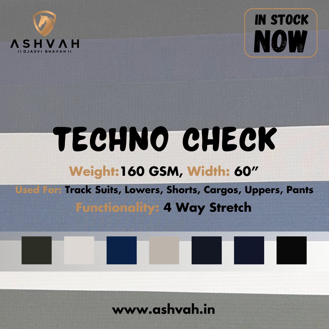 AshvahF's tweet photo. Techno Check Fabric
Weight: 160 GSM
Width: 60”
Buy Techno Check For Track Suits, Lowers, Shorts, Cargos, Uppers & Pants By Ashvah. Best in quality, Available In Multiple Colors.
#Ashvah #AshvahHouseOfFabrics #TechnoCheck #TechnoCheckFabrics #TrackSuits #Lowers #Shorts #Cargos https://t.co/X3RnD7gjuU