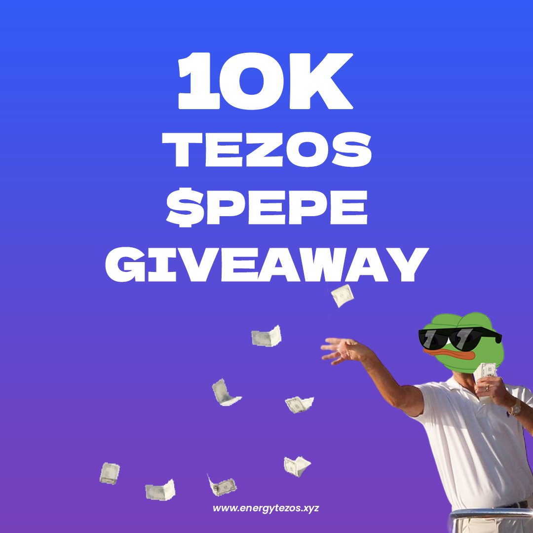 EnergyTezos's tweet photo. Hey #tezos Fam, want to win 10k $PEPE? 🐸
What a dumb question, ofc you want. 😂
Then join this Tezos Pepe Giveaway!
To win (48h):
✅ Follow @EnergyTezos &amp; @TezosPepe 
✅ Like, Retweet and Tag Pepes
Let's go! ⚡️
#Giveaway #tezoscommunity #tezospepe https://t.co/XJBrLLYSIX