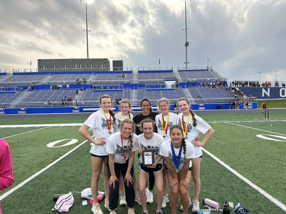 RyanMazzella928's tweet image. Lots of hardware collected for the St. Albert middle school track teams at the state meet in Waukee on Saturday. Saintes also brought home a second place team finish! Way to go, everyone! Lots of athletes not pictured (it was prom, and a LONG day) @Stalbertsprtfan