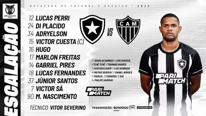 Botafogo definido para o jogo! 

#VamosBOTAFOGO #VouTeApoiarAteOFinal #Fogoeuteamo #botafoguense #Brasileirao #Omaistradicional #EstrelaSolitaria