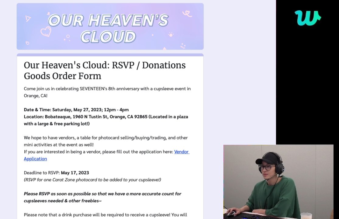 Our Heaven's Cloud anniversary cupsleeve event for <a href="/pledis_17/">세븐틴(SEVENTEEN)</a> is less than 3 weeks away!!! Please RSVP for a free photocard at the event or order event goods at the form here~
Vendors will also be announced this week 🥳
forms.gle/RFeREtWyF3qKqk…
