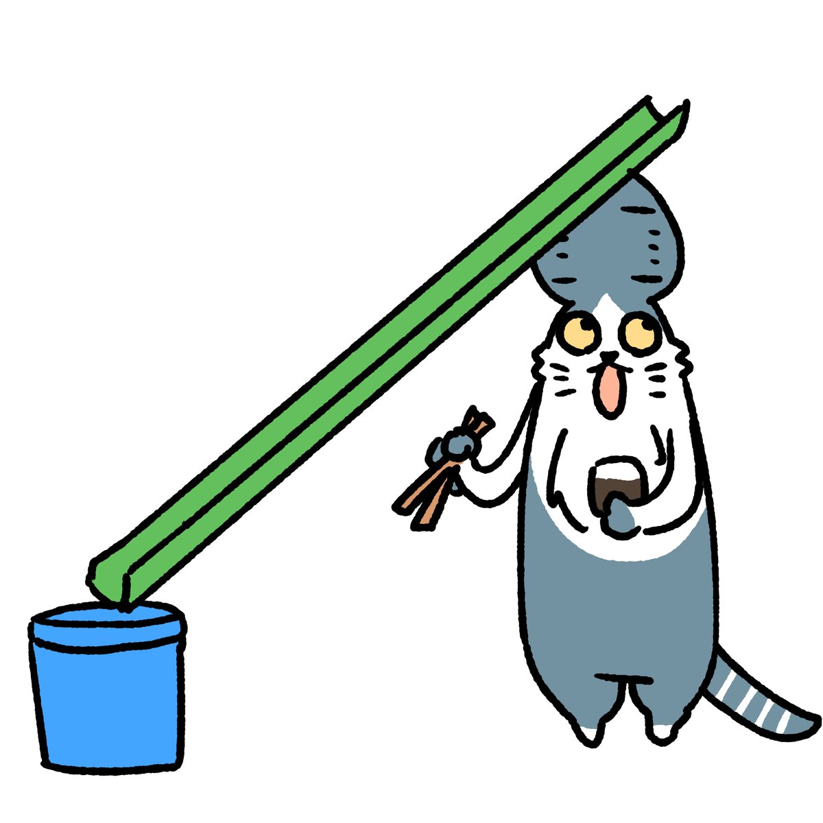 「#本ミリバール あ!そうめん流し猫だ!」|honmirinのイラスト