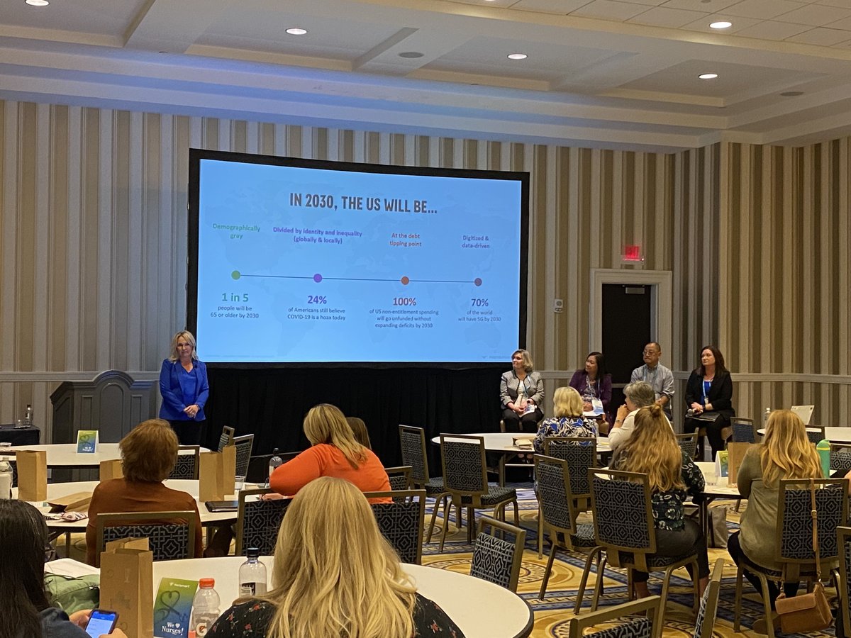 NetsmartTech's tweet photo. Another great #CONN23 Nursing Symposium session! Regan Barron led a panel of experts in varied roles through a series of questions surrounding workforce trends, bridging the gap between nurses & #technology, what they think their organizations will look like in the future & more. https://t.co/aeIbpzdyUB