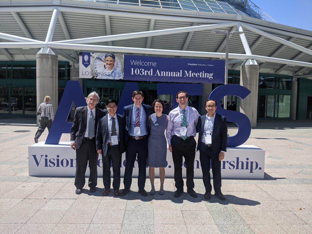 Proud to be part of this huge @YaleThoracic contingent at #AATS2023! @BUdelsman @PeterLeeZhanMD @andrewdhanasopo (not pictured but also representing: @DrBlasberg @GavittWoodard)