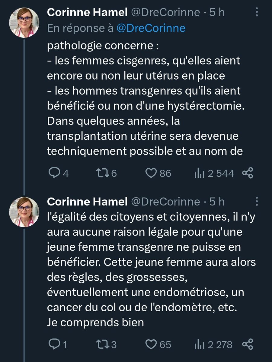 Poulimiette's tweet photo. Un médecin (😐) s'identifiant comme une femme, qui affirme qu'on pourra bientôt greffer des utérus dans des hommes, et que ceux-ci pourront avoir leurs règles et être enceints...
Déni total du fonctionnement du corps humain 🤯 https://t.co/2CTQ0xHiPl