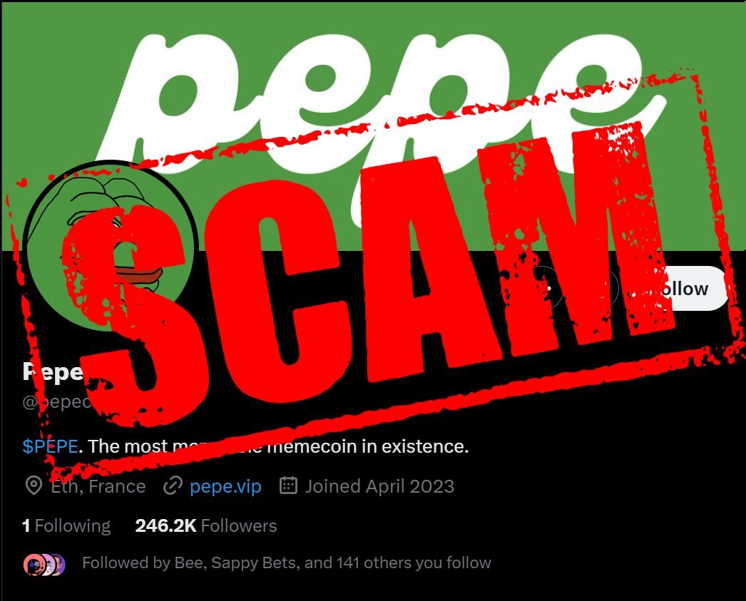 🚨 $PEPE IS A SCAM!!

Here is why: 🧵

1/2

#pepe #pepecoin #web3 $eth $king #memecoins #mong $mong #memecoinseason $bart $pooh #hex #ethereum #bitcoin #kucoin #bybit #uniswap #aidoge $aidoge $wojak #floki $snek $bob #bob $bog $jeff $ribbit $dino $wassie #Binance